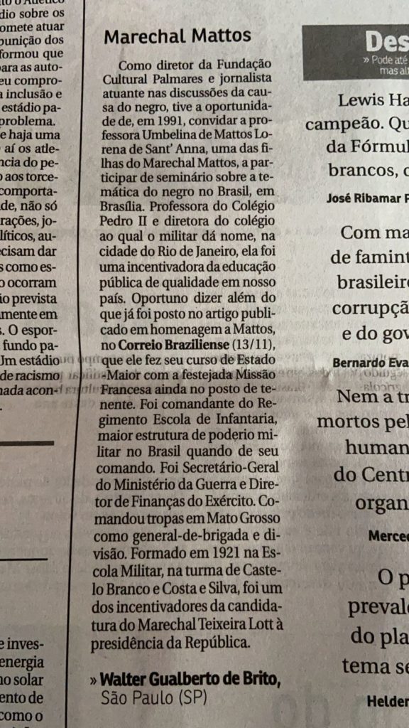 Jornalista Walter Brito escreve para o Correio Braziliense